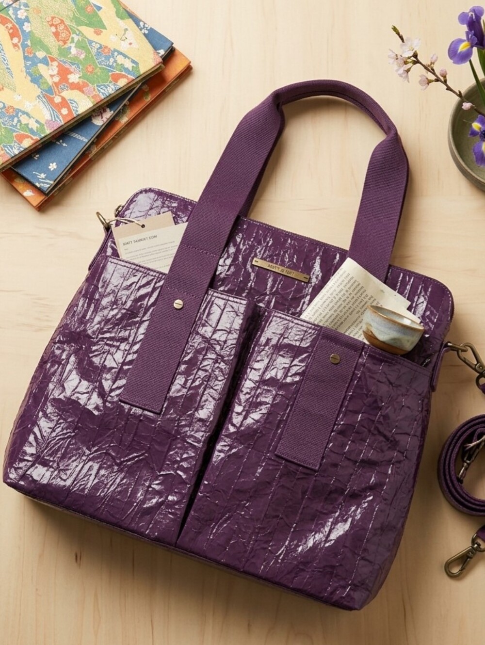 Matt & Nat Plum Japanese Paper Shoulder Bag Purse